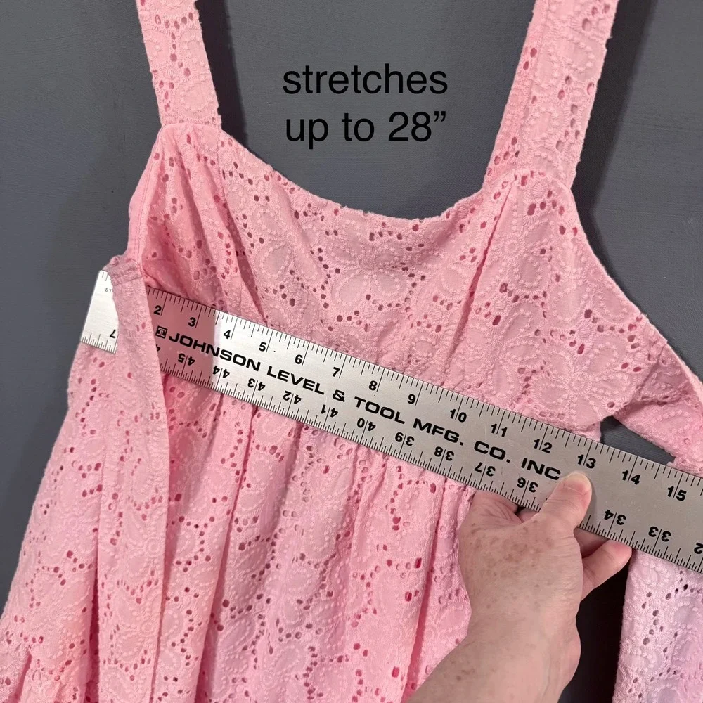 NWT That's So Fetch Lyndal Pink Eyelet Lace Tiered Mini BabyDress Dress 4 Small - Picture 5 of 8